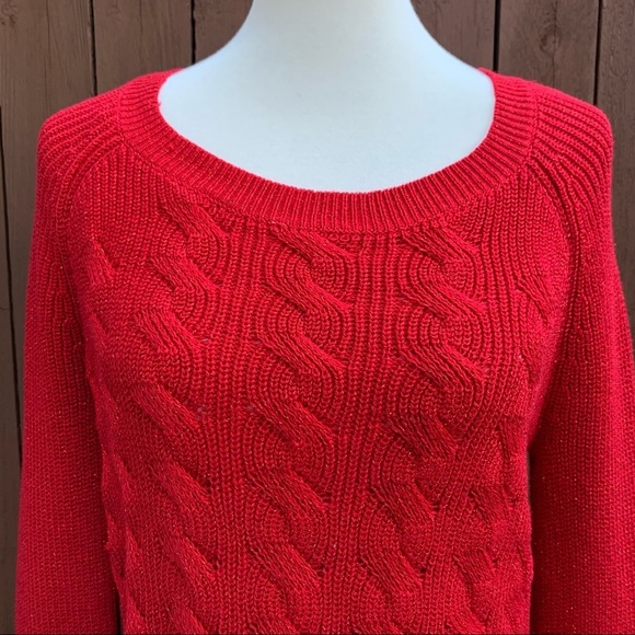 Liz Claiborne | NWT Size Medium Cabernet Red Sparkle Sweater - Picture 9 of 11